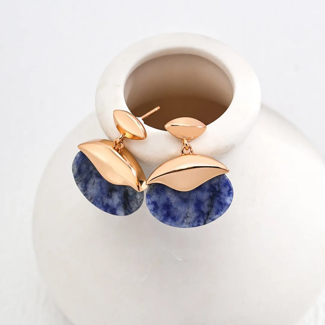 Blue Mood Vintage Oval Gemstone Drop Earrings