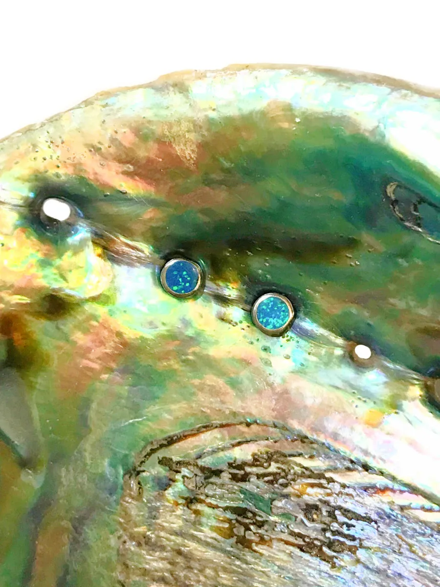 Blue Opal Disc Posts