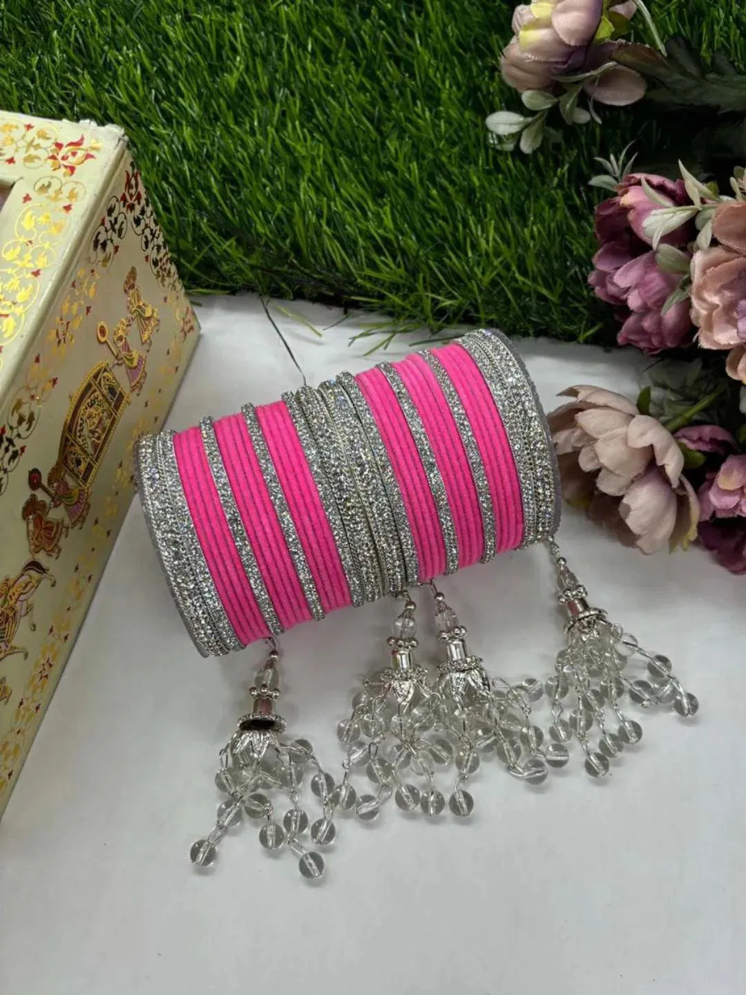 Bridal Velvet Metal Bangles