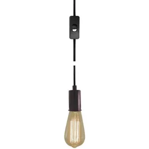 Bronze Plug-In Pendant Lamp - 15 ft. Black Cord and On/Off Switch