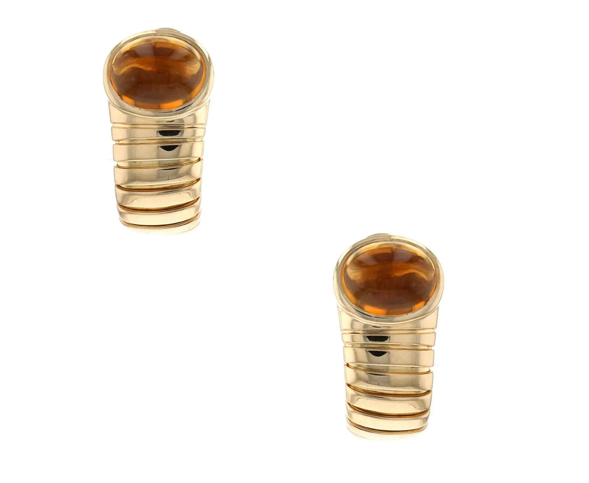 Bulgari Tubogas Citrine 18 Karat Yellow Gold Earrings