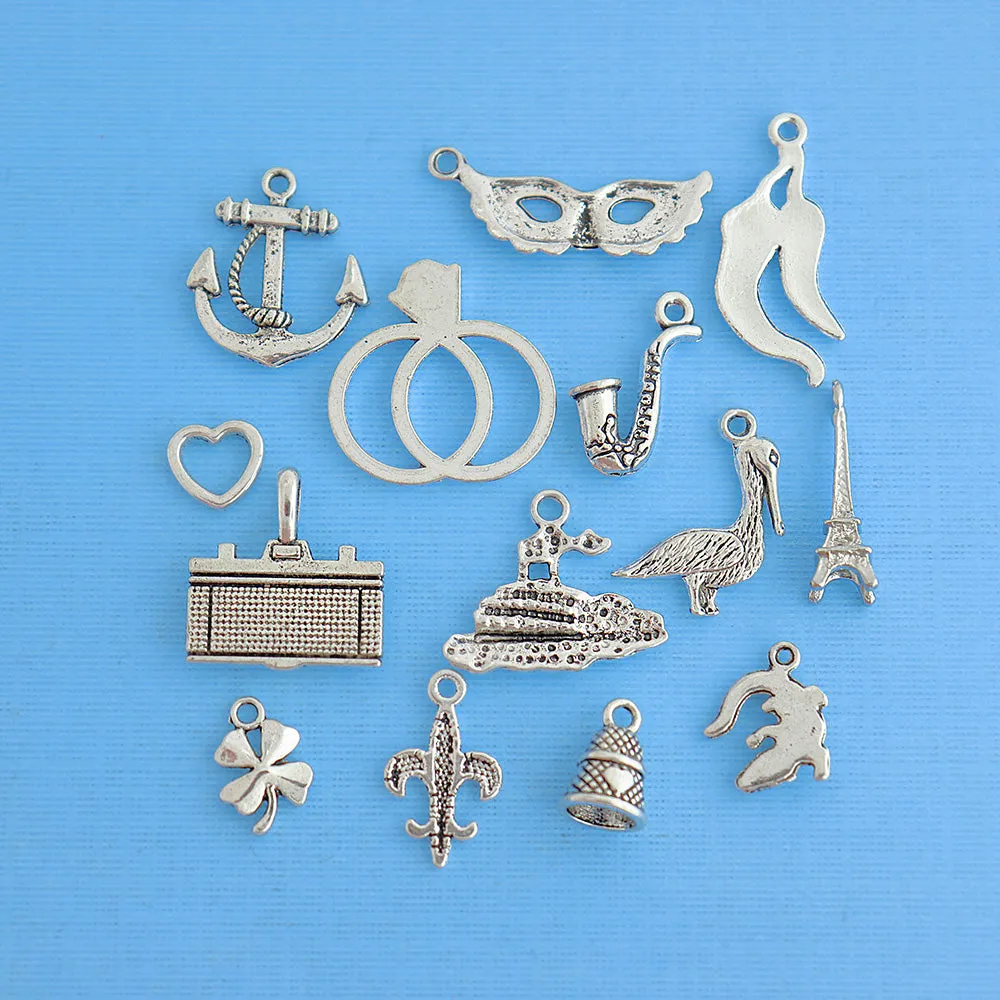 Cake Pull Charm Collection Antique Silver Tone 14 Charms - COL110