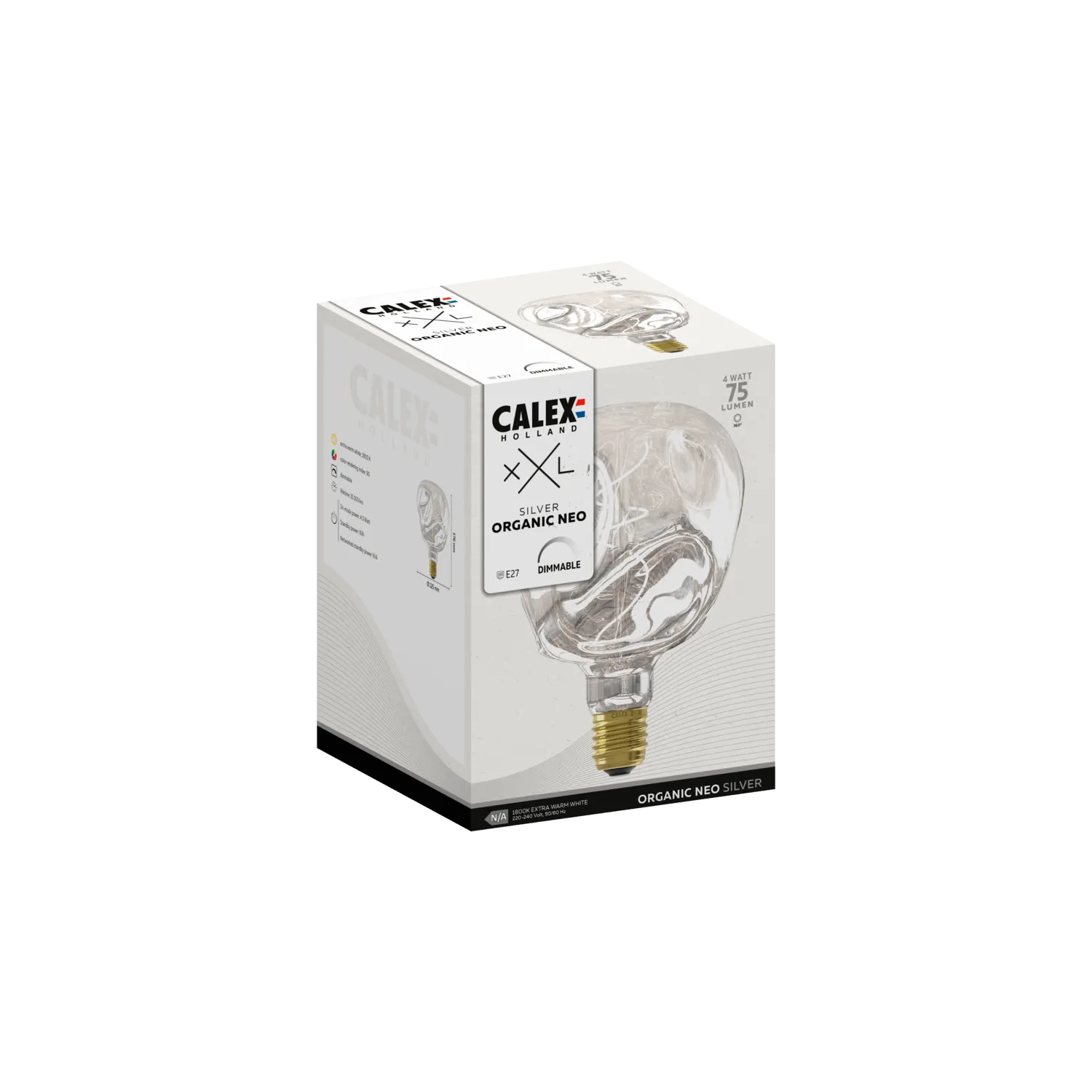 Calex XXL Organic NEO LED Bulb Silver - E27 - 4W - Dimmable