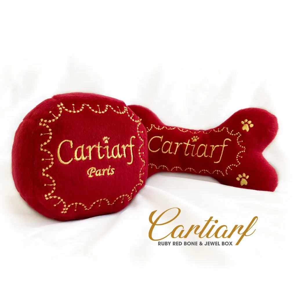 Cartiarf Plush Dog Toy Squeaky Ruby Red Jewelry Box