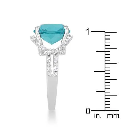 Charlene 6.2ct Aqua CZ Rhodium Classic Statement Ring