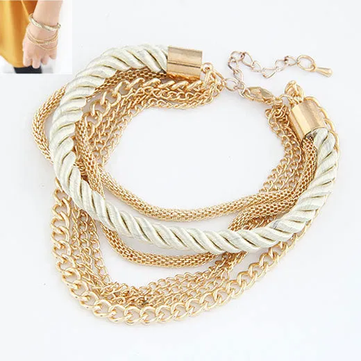 Charm Bracelet for women Fashion Jewelry Gold Chain Braided Rope Multilayer Bracelets & Bangles for Women Pulseira New 2017