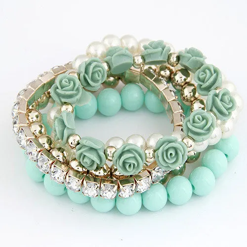 Charm Rose Flower Multi-layer Wrap Vintage Bracelets