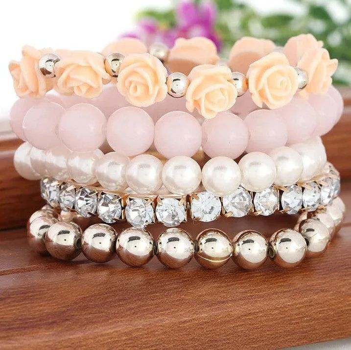 Charm Rose Flower Multi-layer Wrap Vintage Bracelets