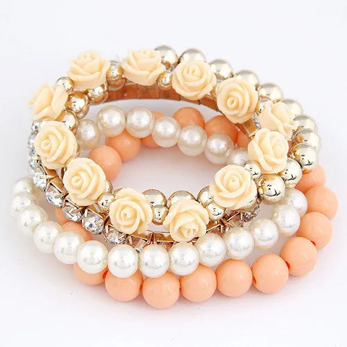 Charm Rose Flower Multi-layer Wrap Vintage Bracelets