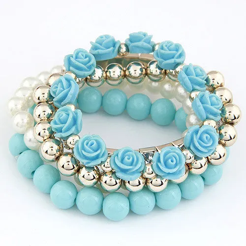 Charm Rose Flower Multi-layer Wrap Vintage Bracelets