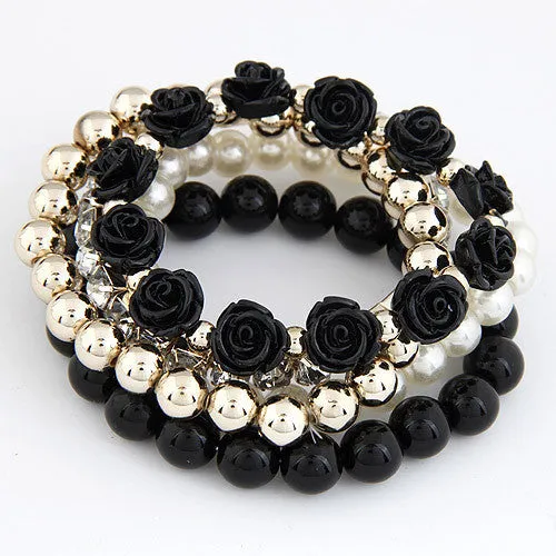 Charm Rose Flower Multi-layer Wrap Vintage Bracelets