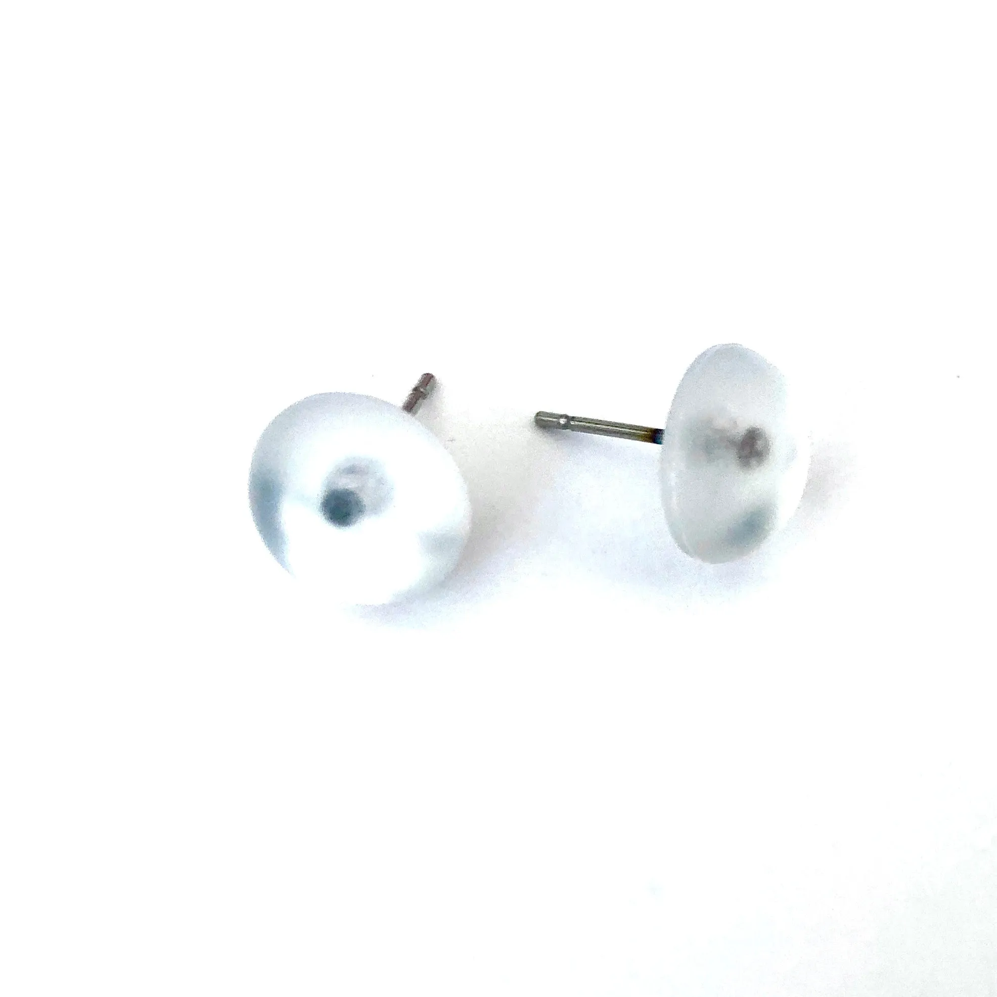 Clear Frosted Foil Back Retro Button Stud Earrings