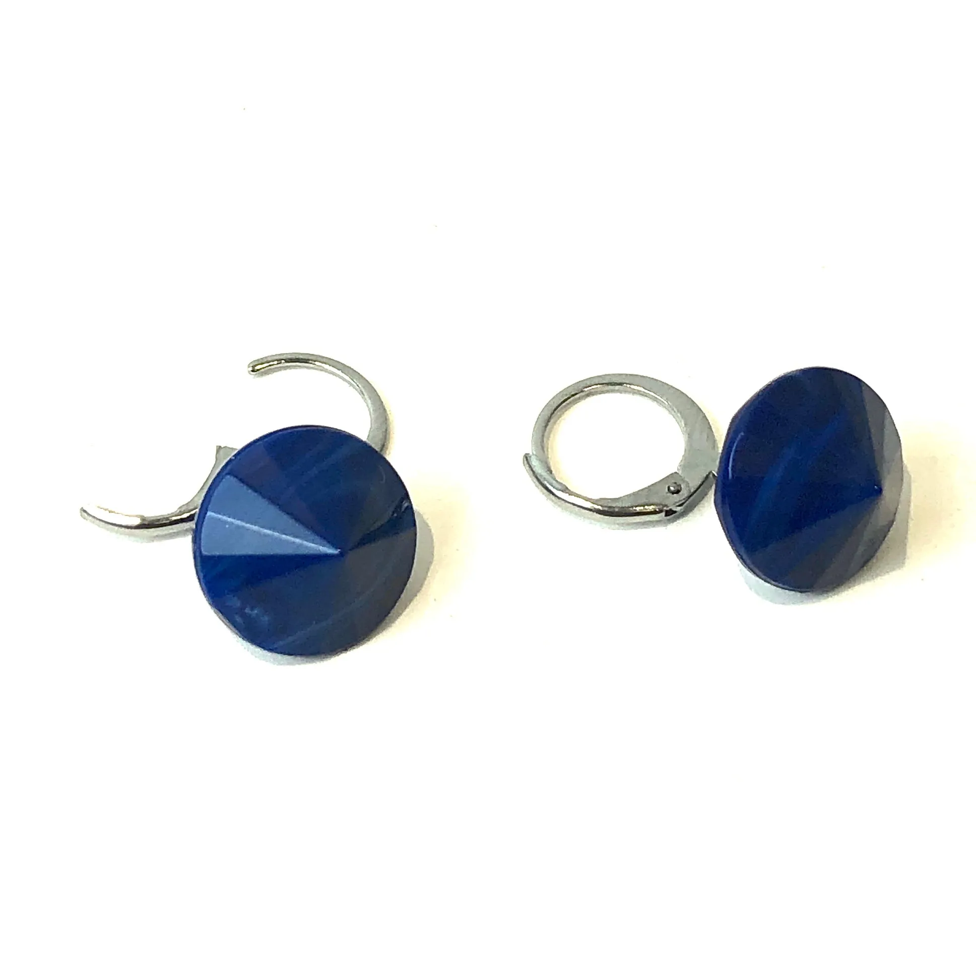 Cobalt Faceted Gem Drop Cuff Hoops