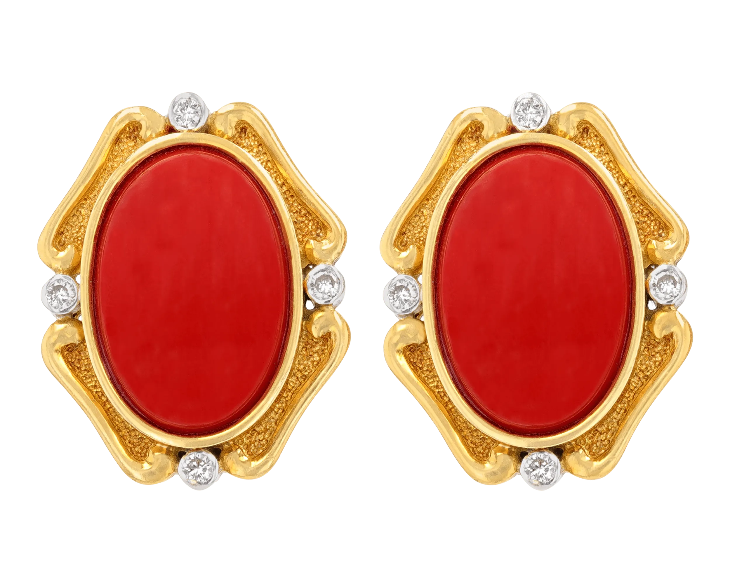 Coral and Diamond Earrings