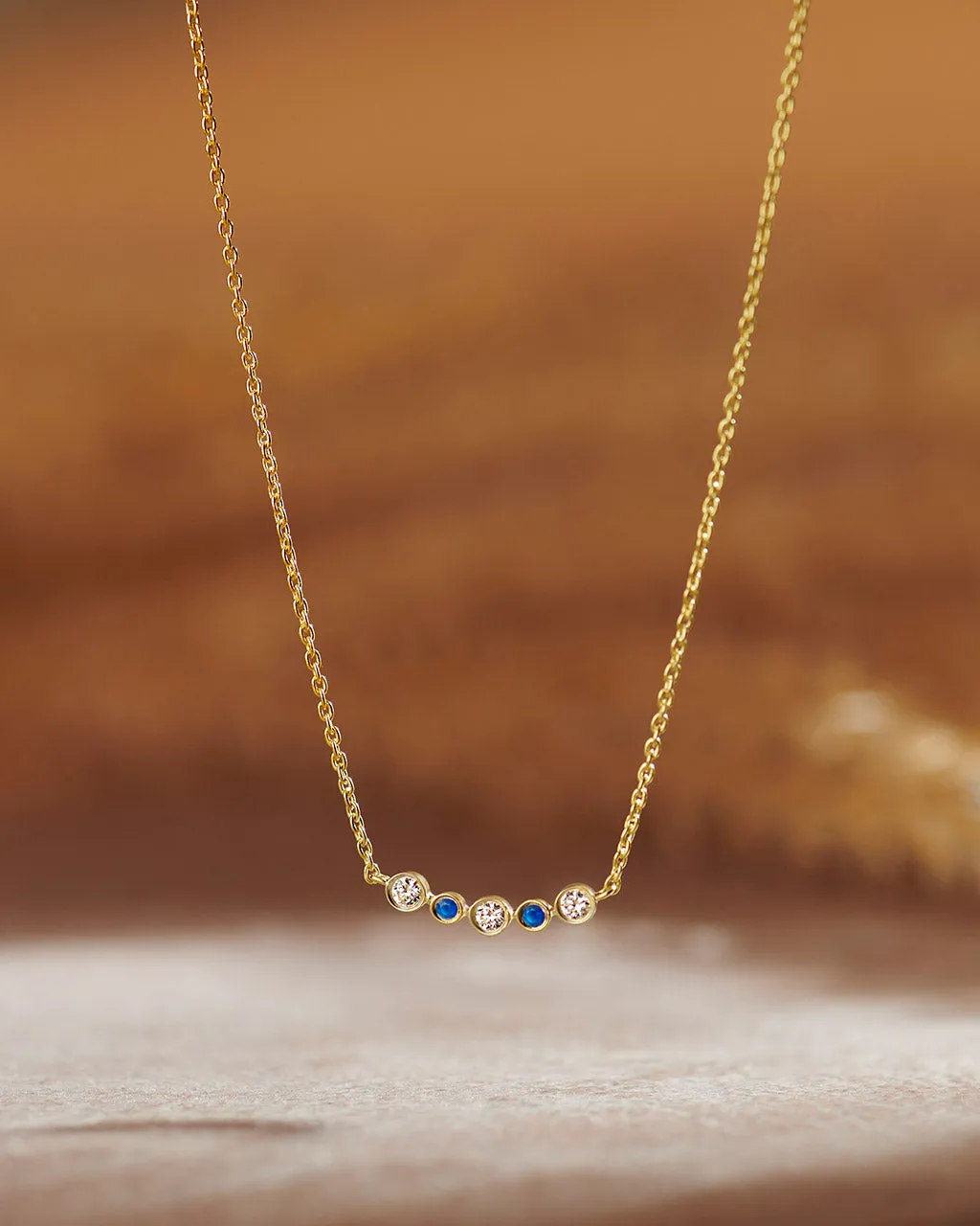 Curved Diamond Bar Necklace