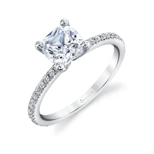 Cushion Cut Classic Engagement Ring - Adorlee Platinum White