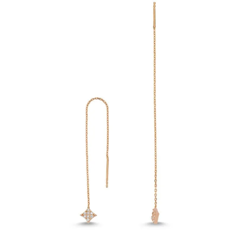 Dainty Minimalist Diamond Shaped Threader Earrings