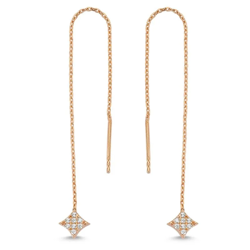 Dainty Minimalist Diamond Shaped Threader Earrings