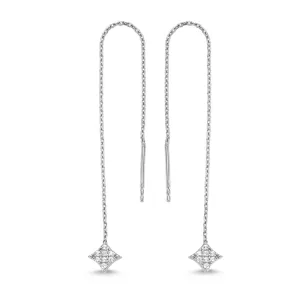 Dainty Minimalist Diamond Shaped Threader Earrings