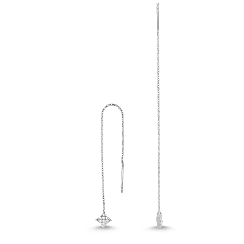 Dainty Minimalist Diamond Shaped Threader Earrings