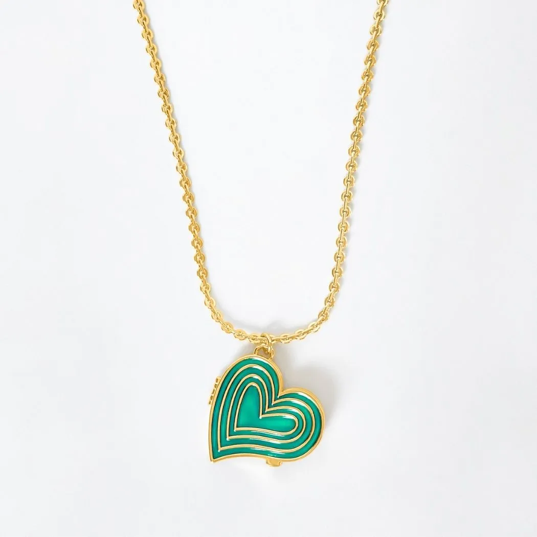 Deco Heart Locket (Emerald) - Gold