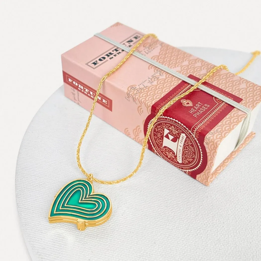 Deco Heart Locket (Emerald) - Gold