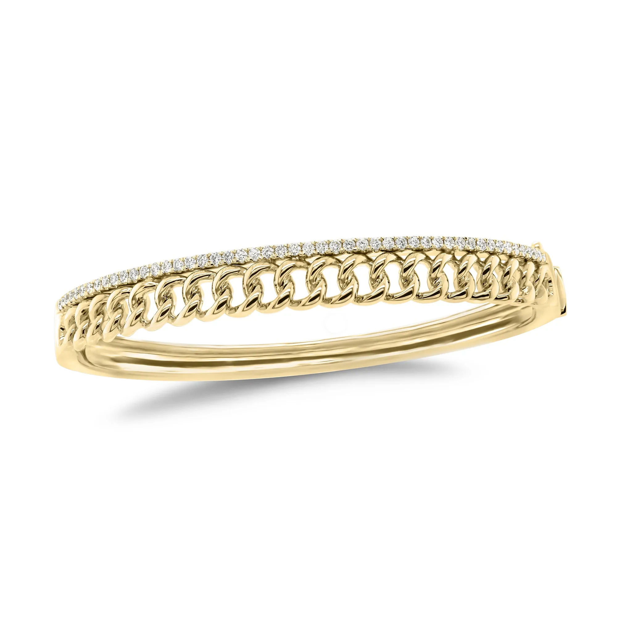 Diamond Two-Tone Curb Chain Bangle Bracelet