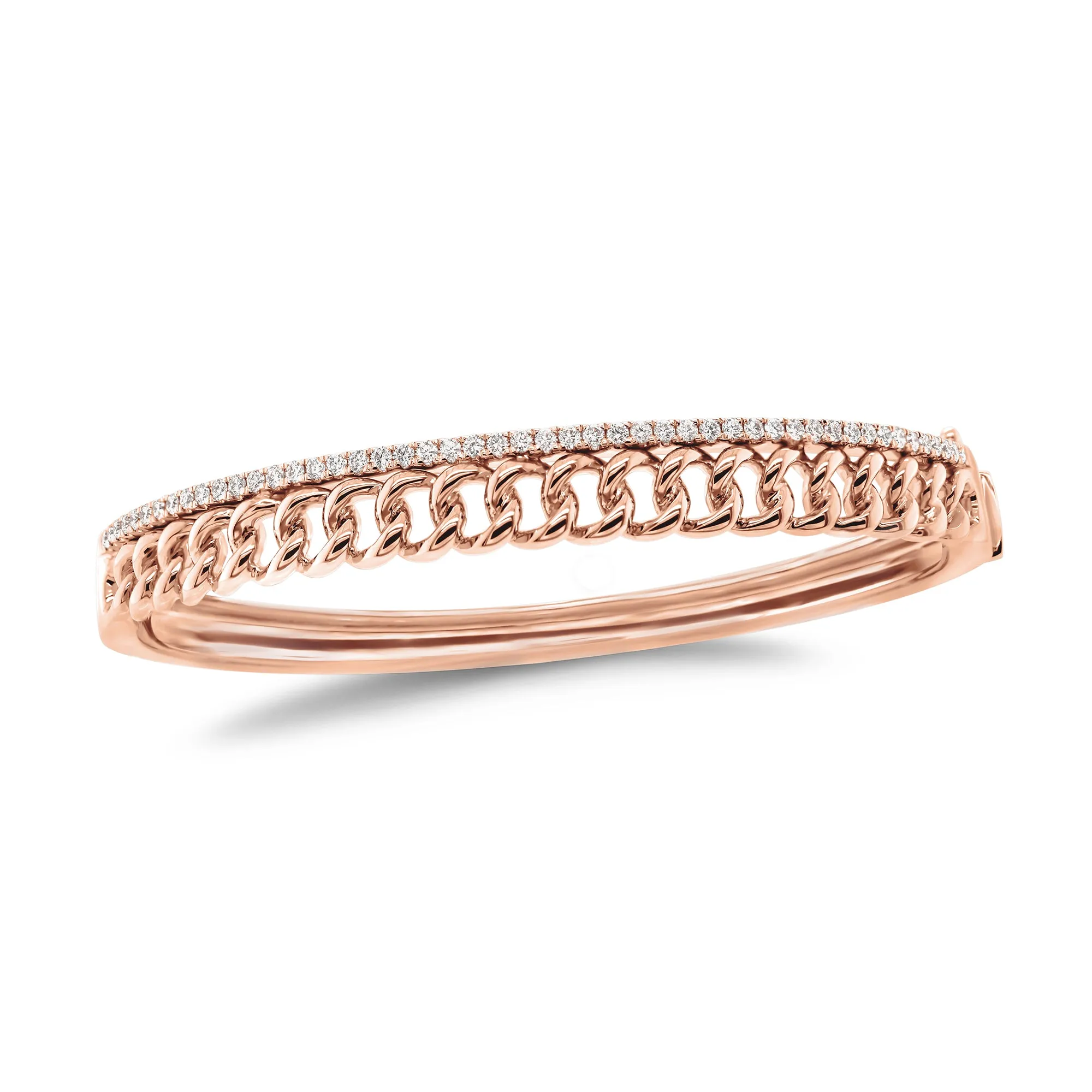 Diamond Two-Tone Curb Chain Bangle Bracelet