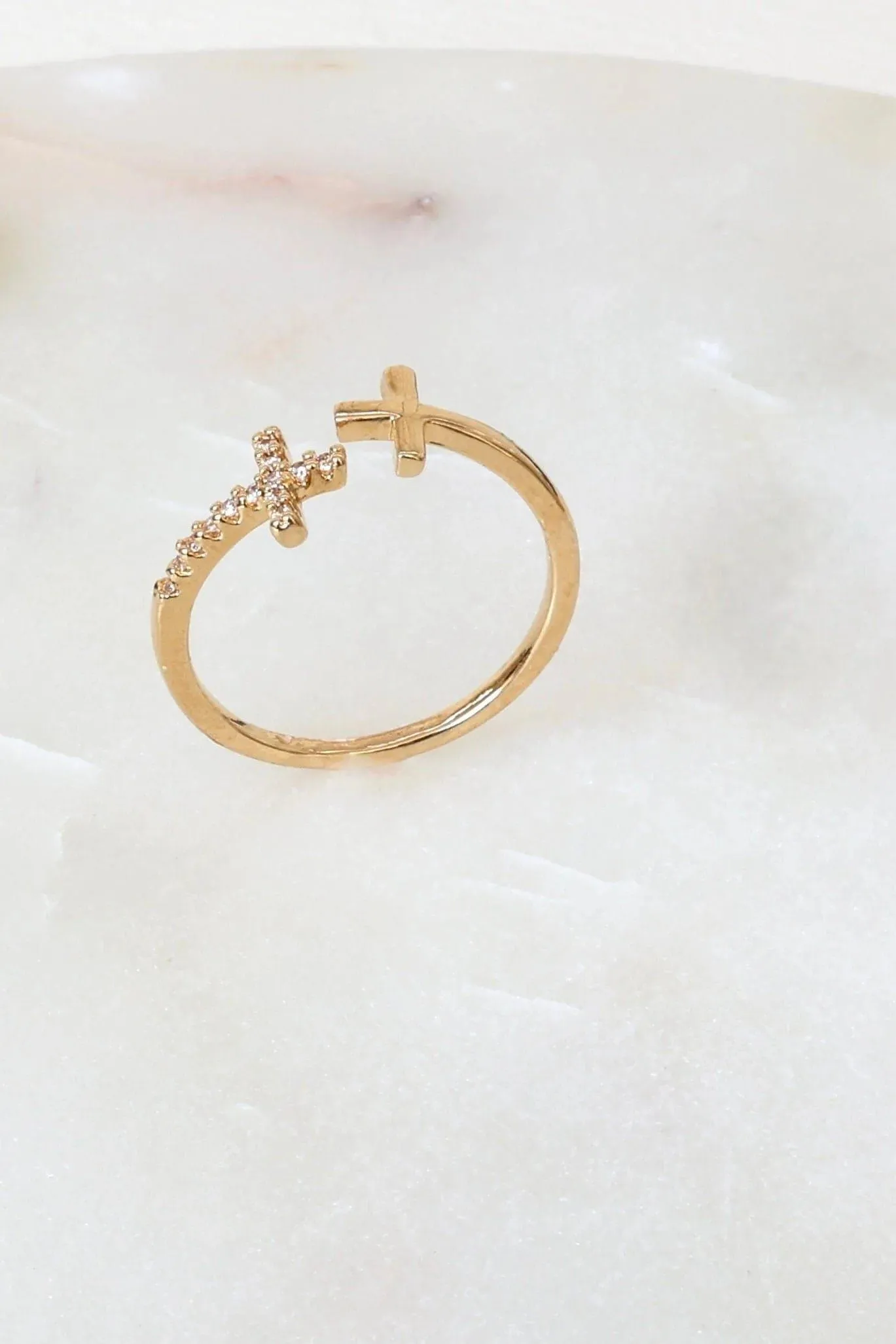 Double Gold Cross Ring