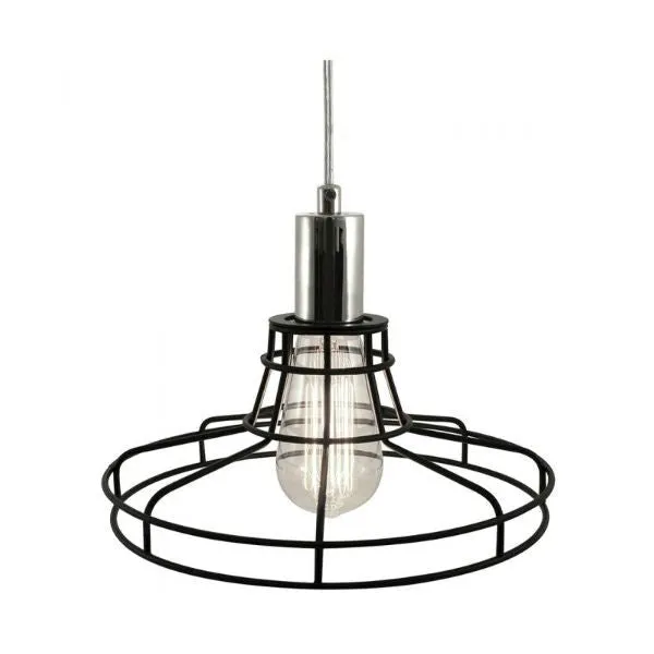 Edison Pendant Lamp with Black Metro Style Cage