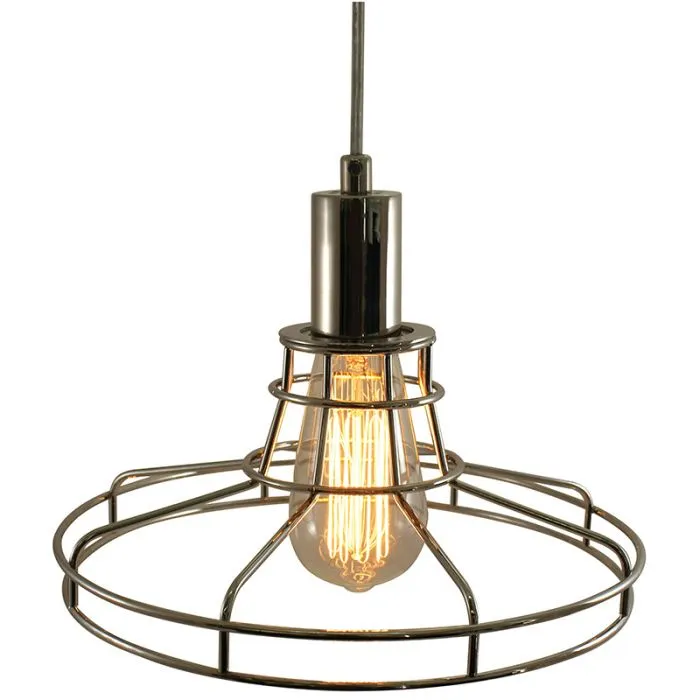 Edison Pendant Lamp with Chrome Metro Style Cage