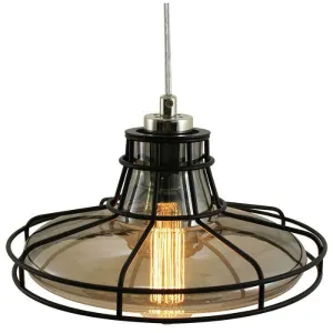 Edison Pendant Lamp with Smoke Glass and Cage