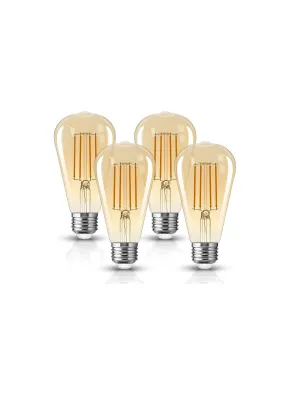 Edison St64 Vintage Decorative Led Light Bulb Slight Yellow Glass E27, 4 W Warm White