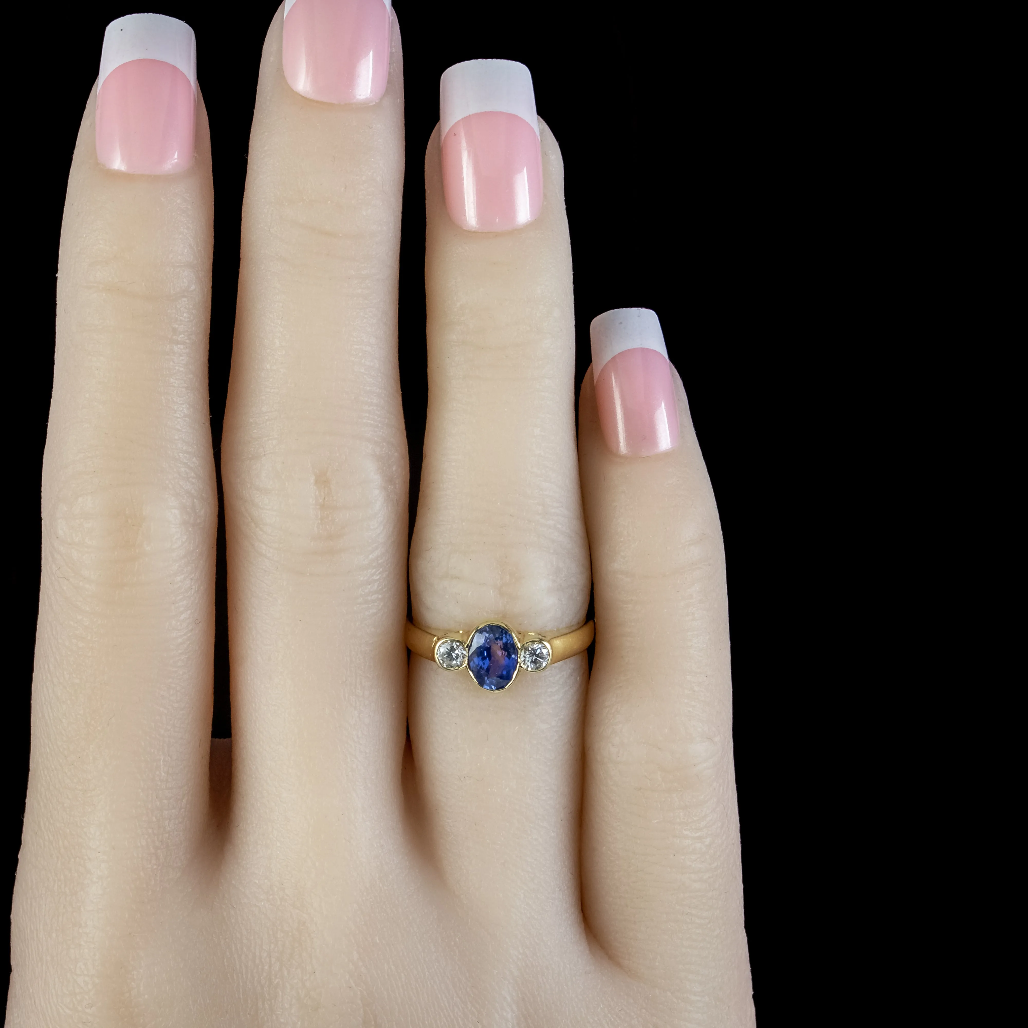 Edwardian Style Sapphire Diamond Trilogy Ring Dated 1990