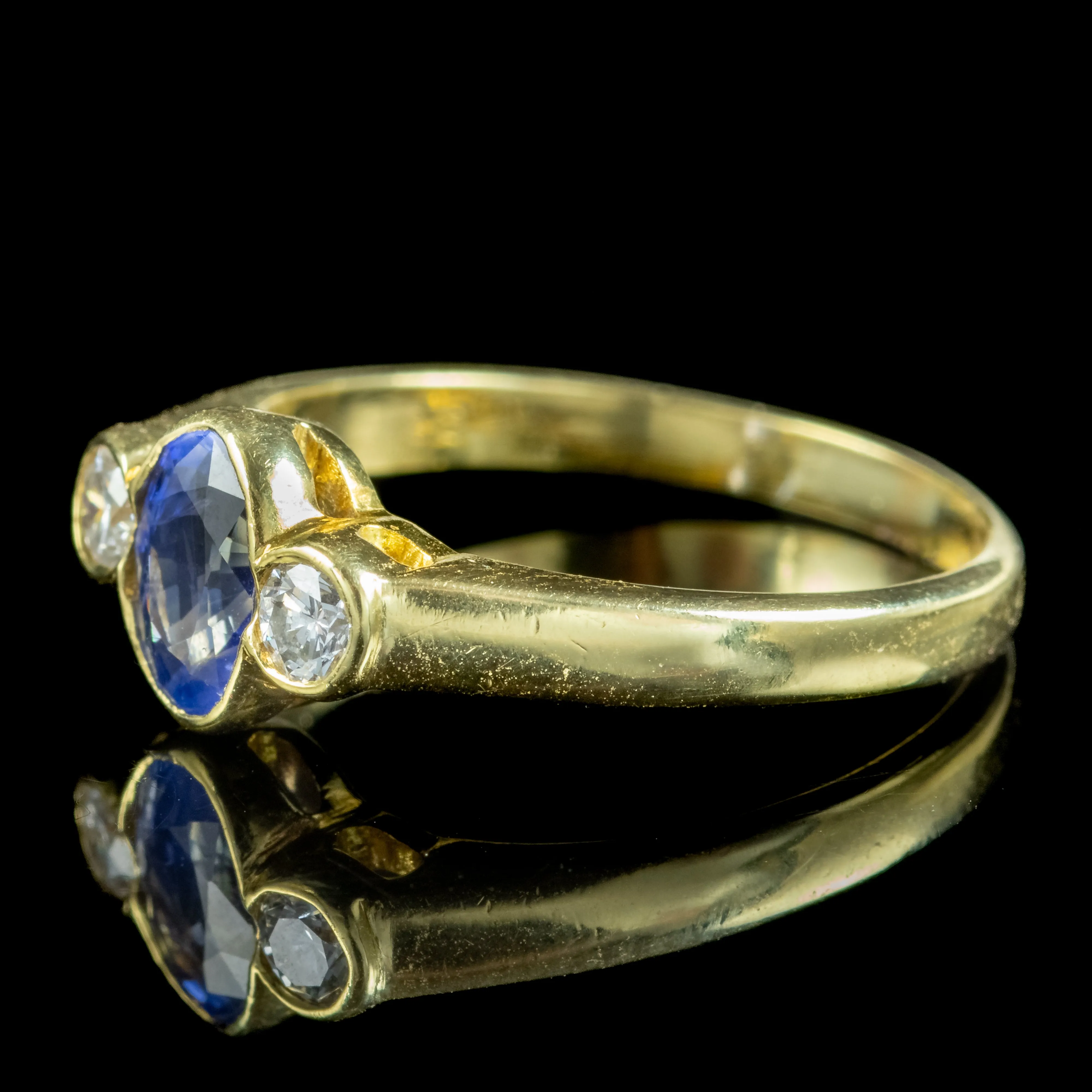 Edwardian Style Sapphire Diamond Trilogy Ring Dated 1990