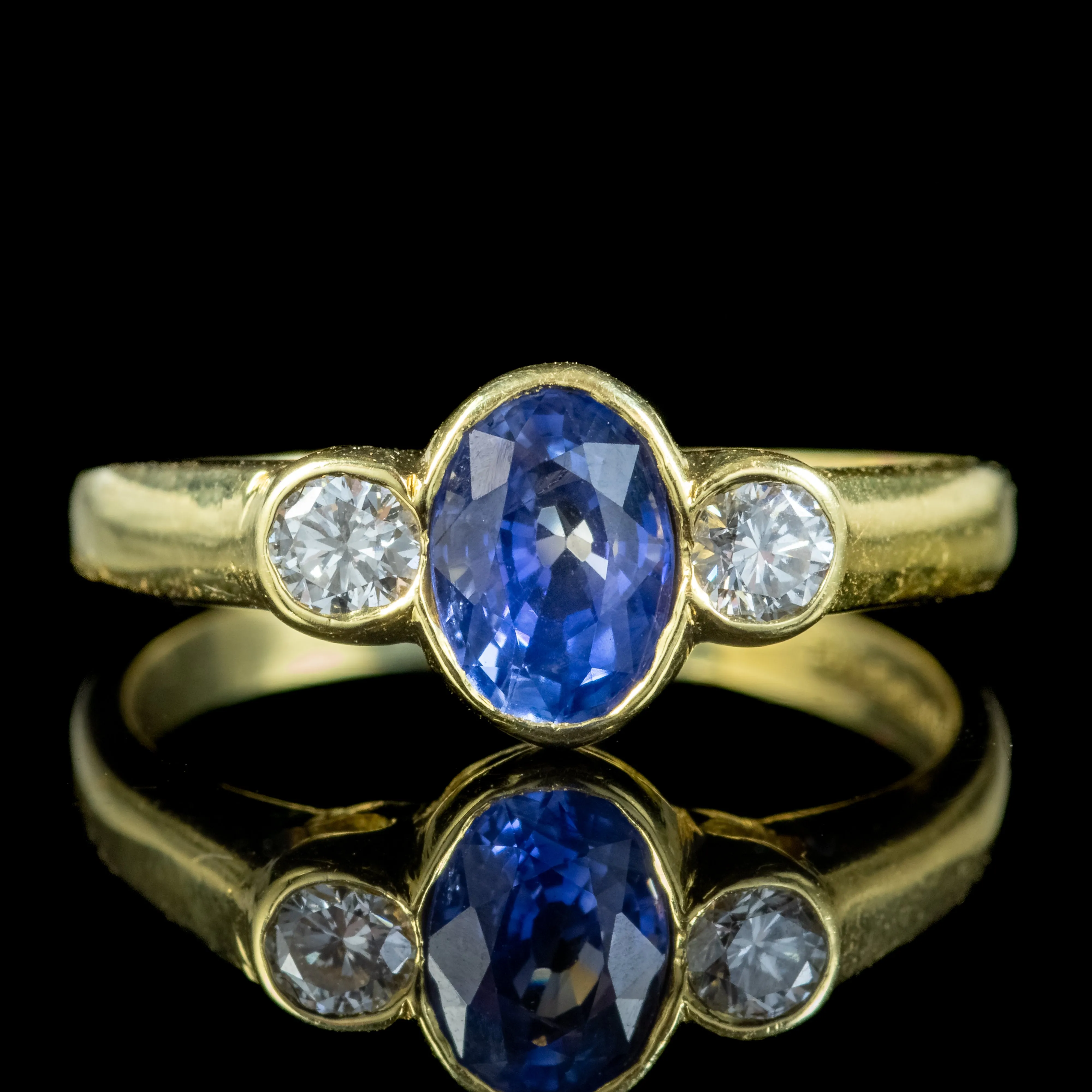 Edwardian Style Sapphire Diamond Trilogy Ring Dated 1990