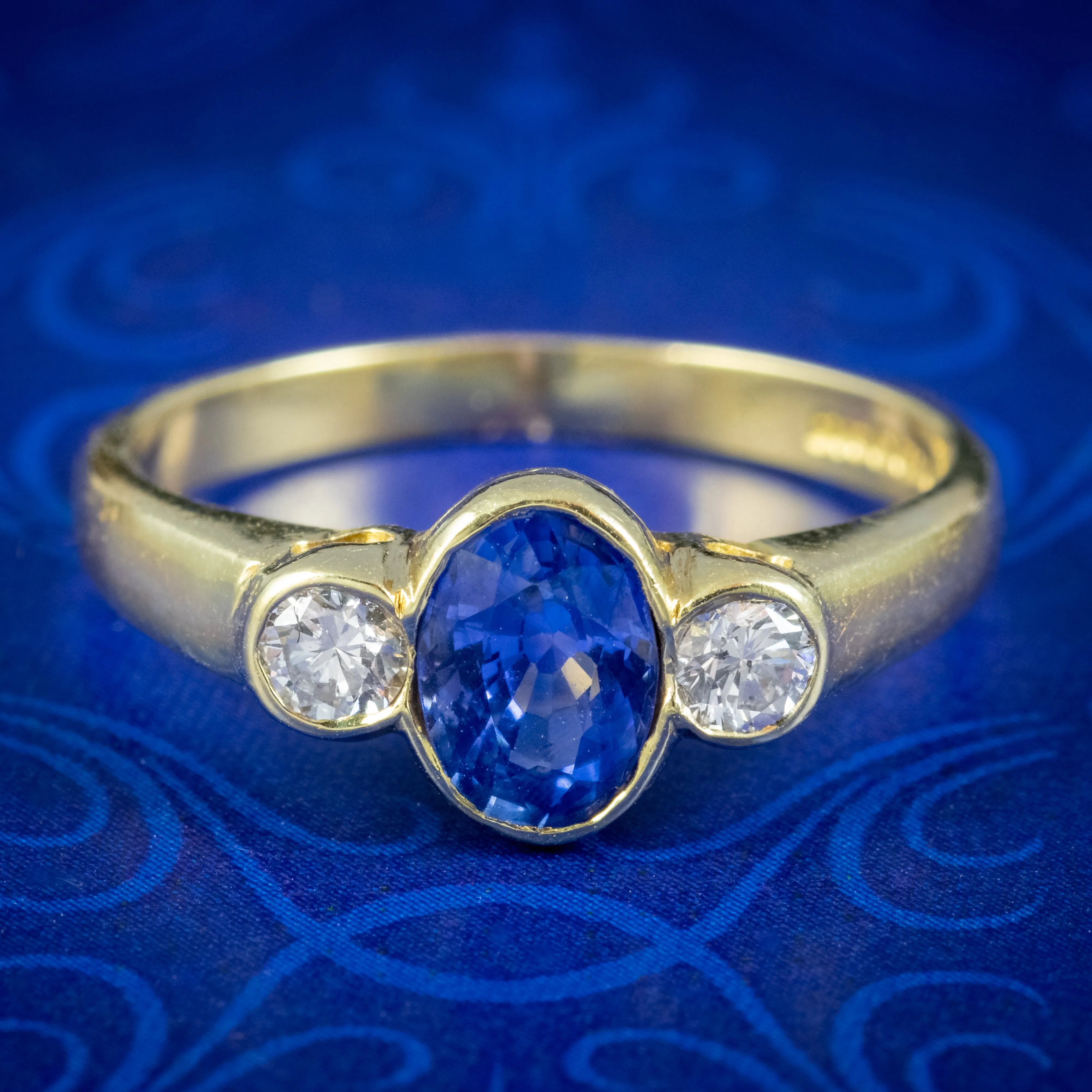 Edwardian Style Sapphire Diamond Trilogy Ring Dated 1990