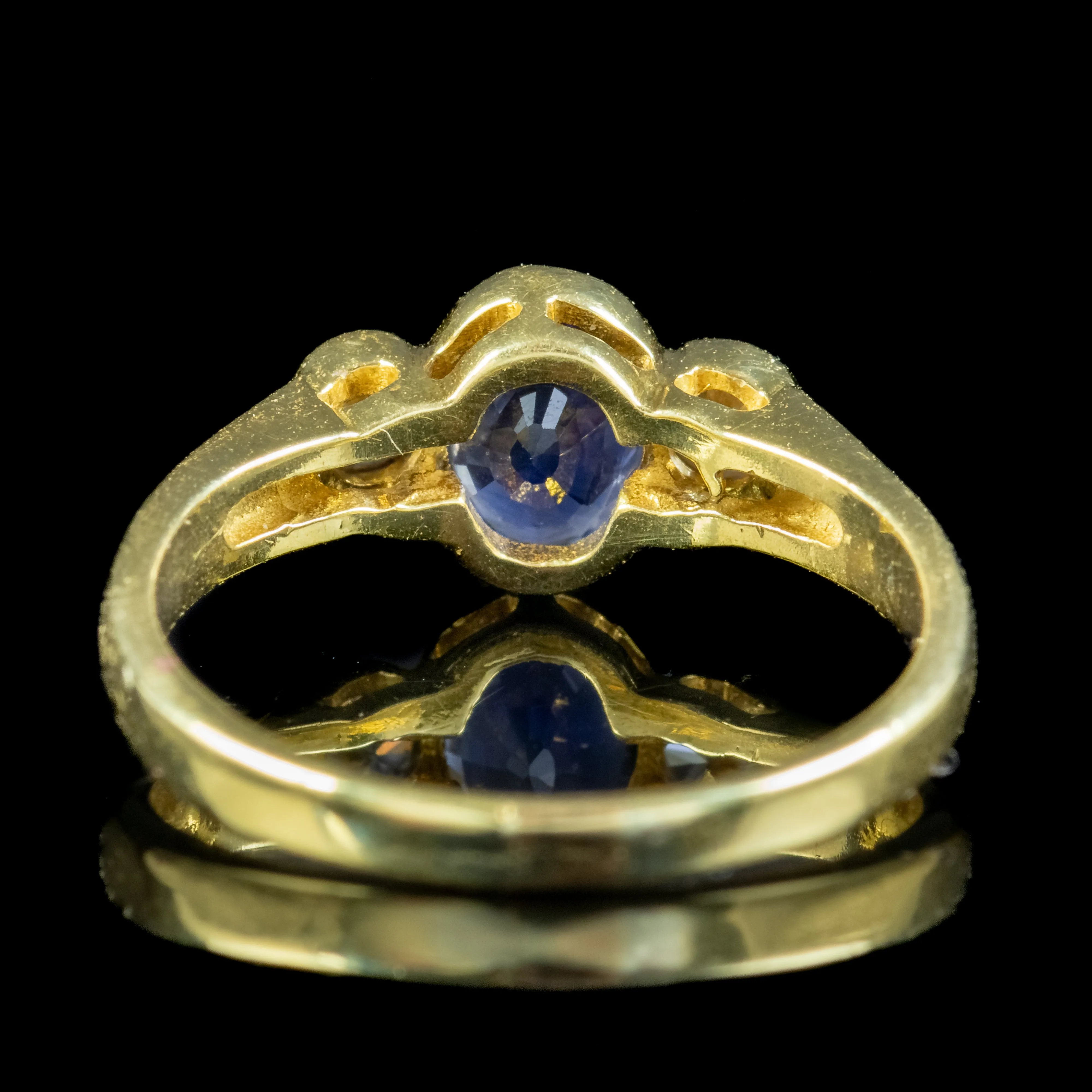 Edwardian Style Sapphire Diamond Trilogy Ring Dated 1990