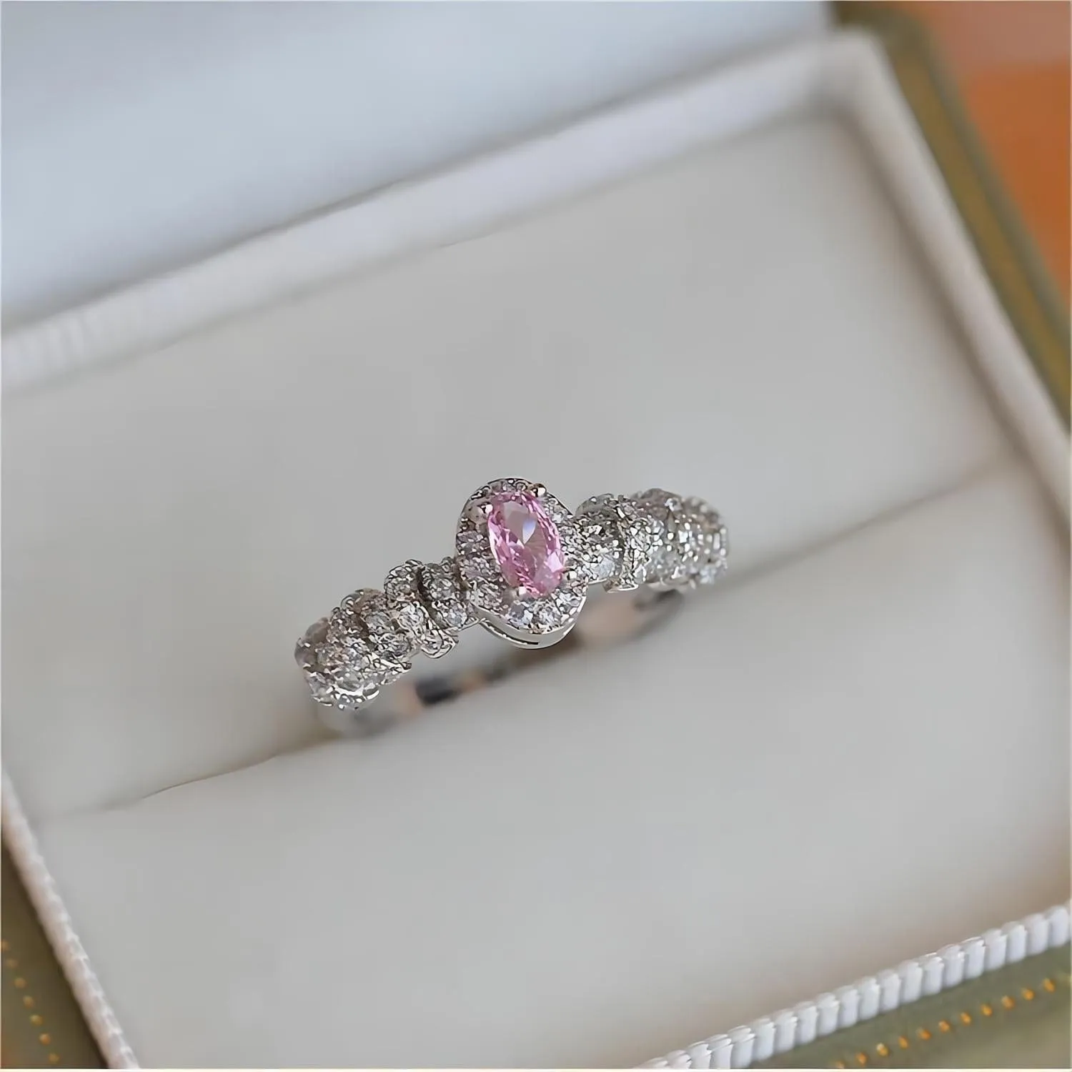 Elegant Pink Rhinestone Crystal Ring