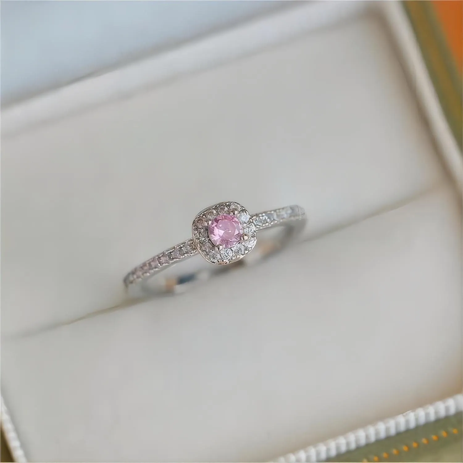 Elegant Pink Rhinestone Crystal Ring