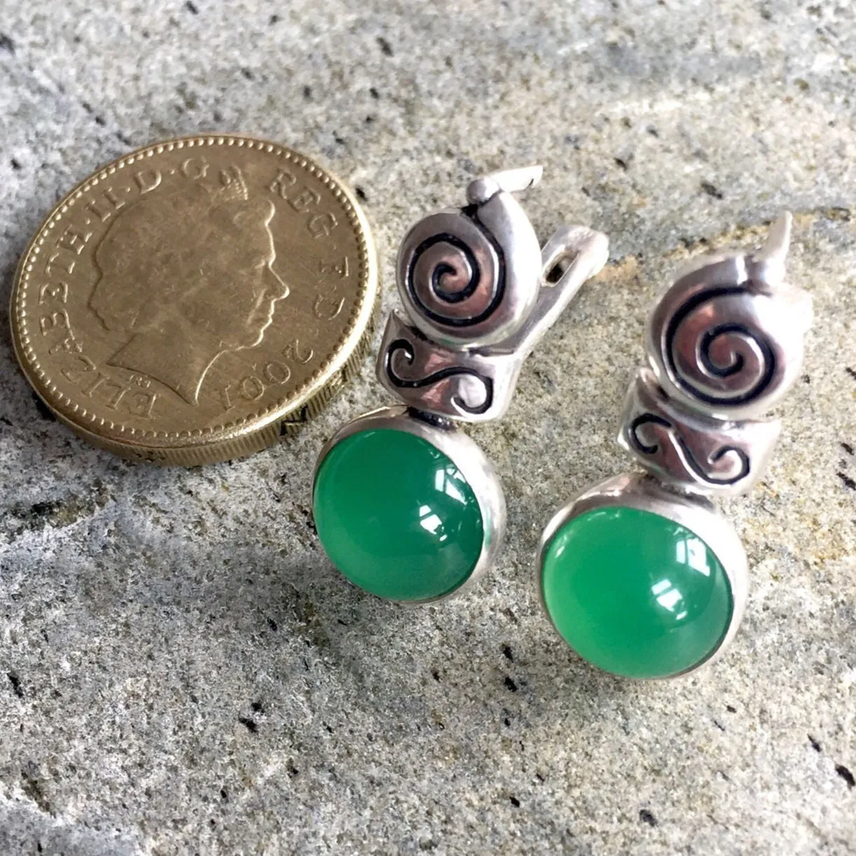 Emerald Boho Earrings - Tribal Emerald Earrings - Emerald Oval Earrings