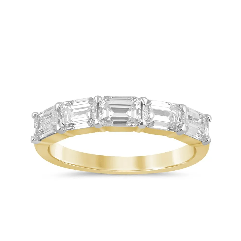 Emerald Cut 5 Stone Ring with 2.00ct of Laboratory Grown Diamonds in 9ct Yellow Gold