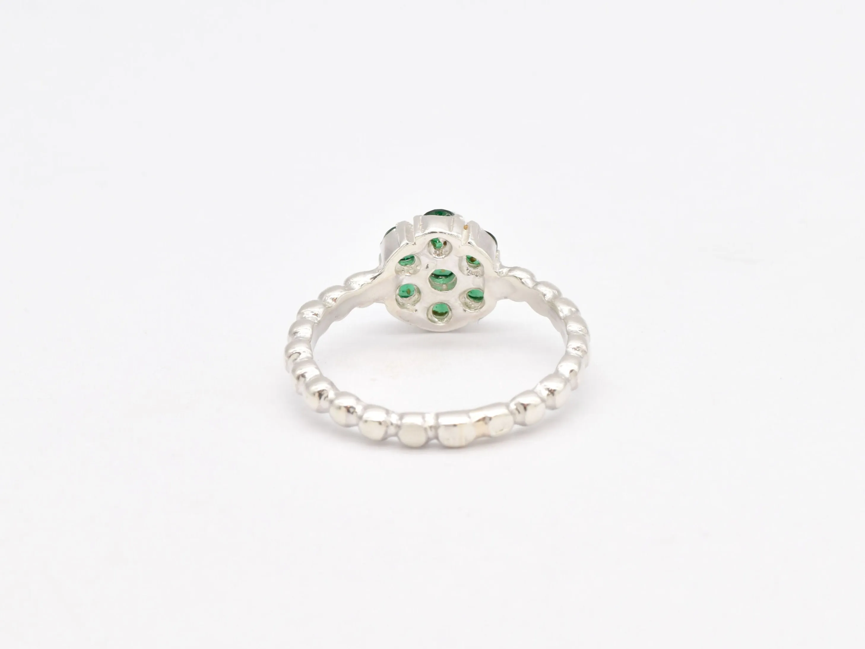 Emerald Flower Ring - Green Gemstone Ring - Daisy Emerald Ring