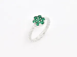 Emerald Flower Ring - Green Gemstone Ring - Daisy Emerald Ring