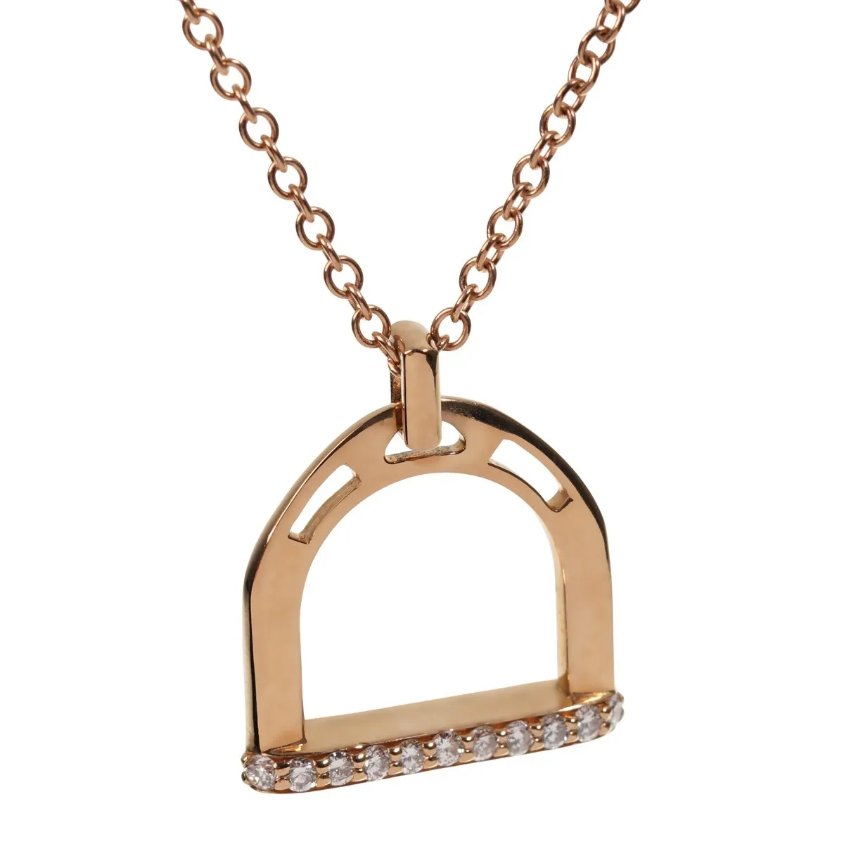 Estate Stirrup Rose Gold Diamond Necklace