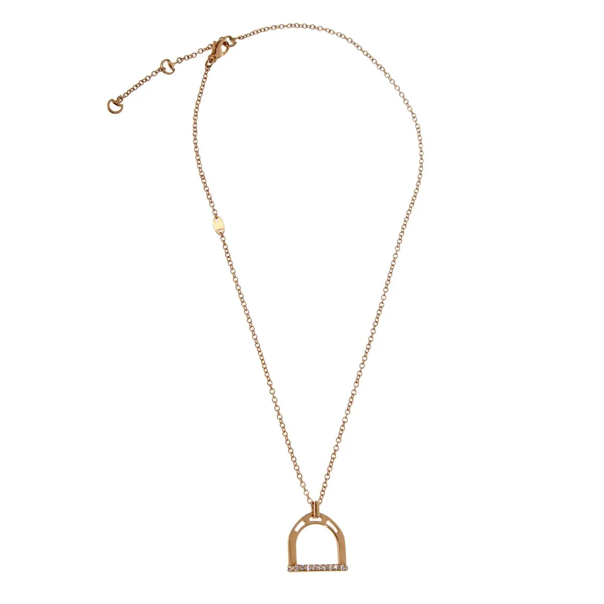 Estate Stirrup Rose Gold Diamond Necklace