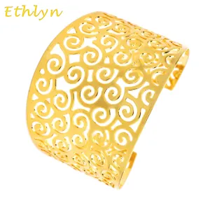 Ethiopian/Nigeria Dubai gold Color  Inverted mold wide bangles for Ethiopian women bangles & bracelets