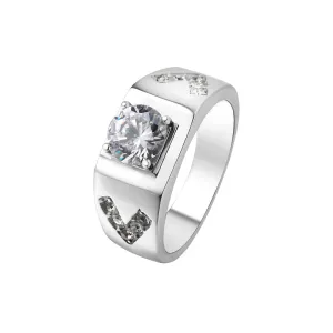 European and American Fashion Men's Titanium Steel Wedding Zircon Rings