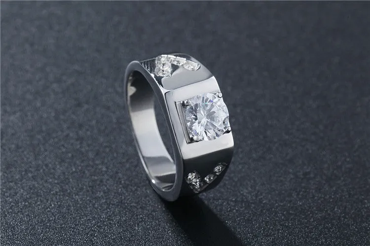 European and American Fashion Men's Titanium Steel Wedding Zircon Rings