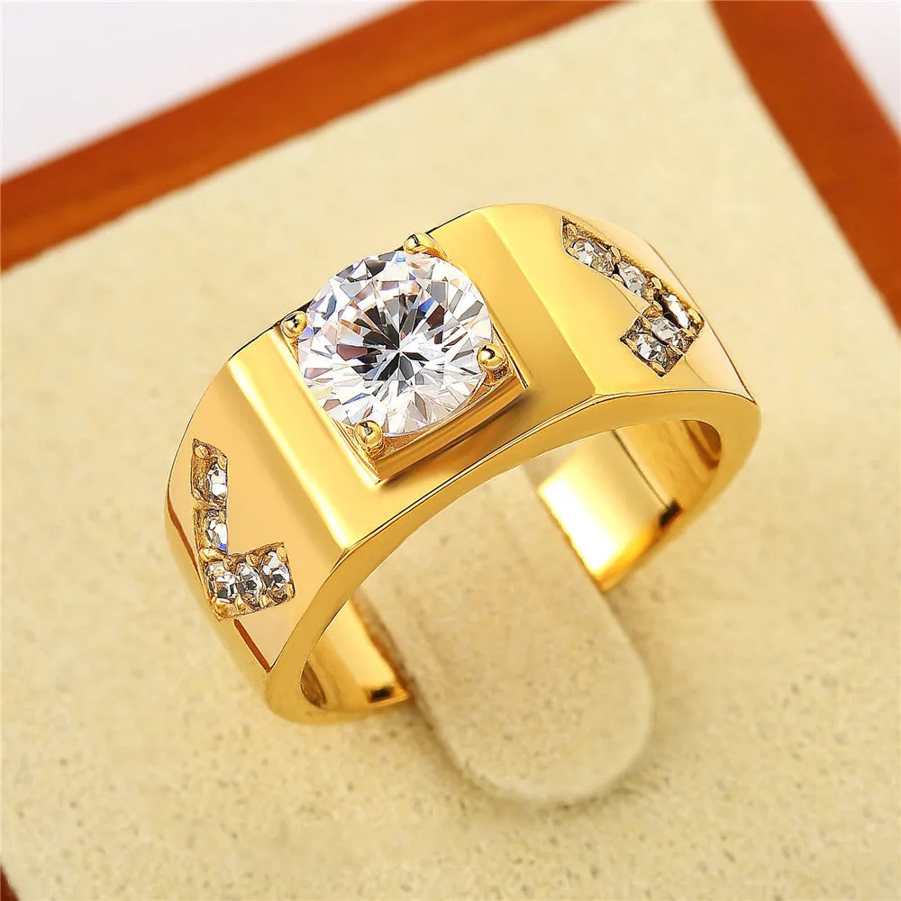 European and American Fashion Men's Titanium Steel Wedding Zircon Rings